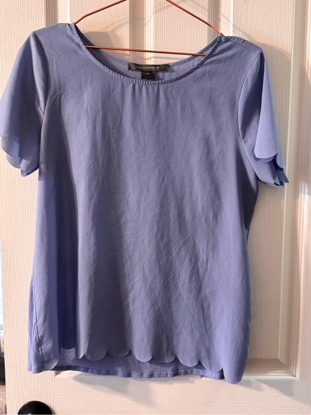 French Connection Periwinkle Scallop-Hem Blouse
